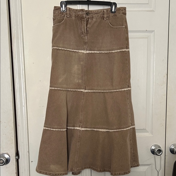 Cato Dresses & Skirts - Cato Brown Tiered Corduroy Maxi Skirt